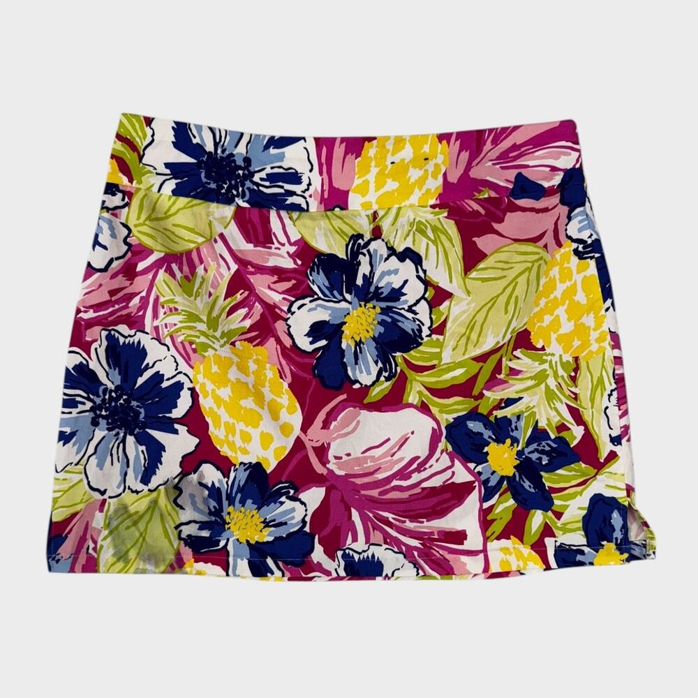 Rafaella Womens XXL Colorful Floral Pineapples Skort Shorts Under Pull On - Picture 7 of 10